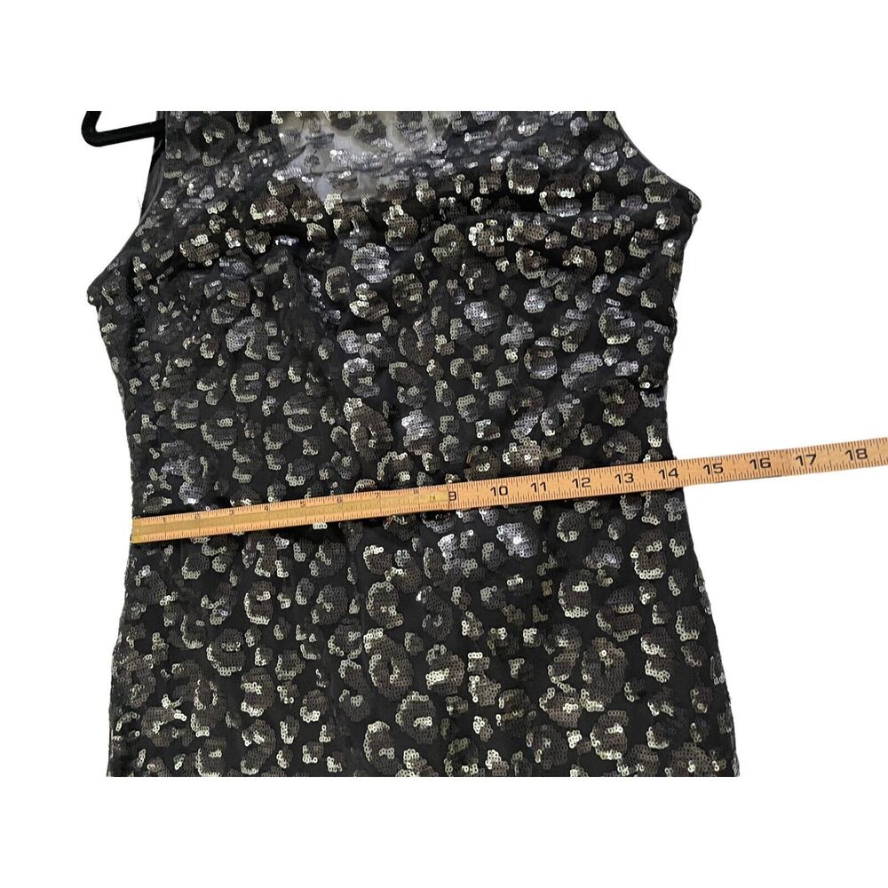 NWOT CALVIN KLEIN 6 Leopard Black Silver Sheath Sequin Dress VNeck NEW #7126 - Picture 9 of 13